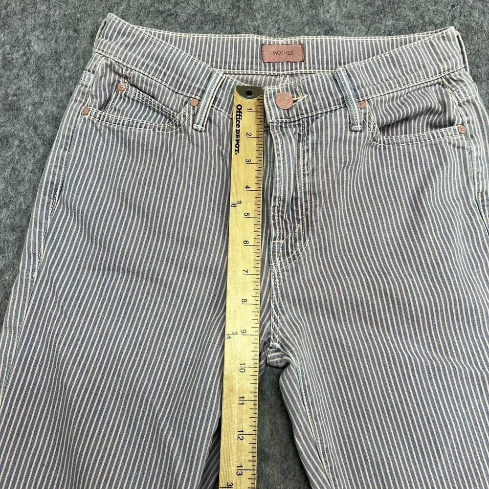 Mother Jeans Womens 25 Pink Stripe Rascal Ankle Snippet Raw Hem Stretch Denim - Picture 15 of 16